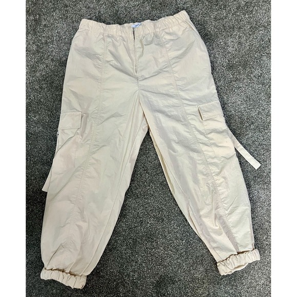 Bar III Pants - Bar III Cropped Pull On Cargo Pants Sz Large Beige Tan Women's Jogger Leg